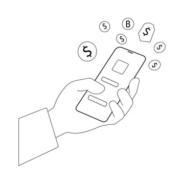 Isolated conceptual illustration with clean vector shapes and an editable look, suitable for finance, fintech, digital wallet, online payment, money transfer, banking, and cryptocurrency concepts.