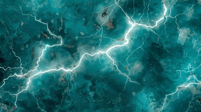 Vivid teal lightning and energy abstract background, electricity and plasma texture