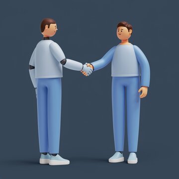 Robot Handshake with Human Business Partnership Illustration