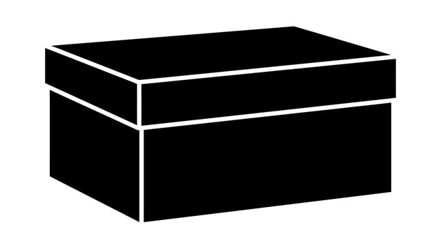 Black box icon vector silhouette for packaging storage concept design perfect for web design, app interface, delivery, or shipping isolated on transparent background. black friday , editable eps