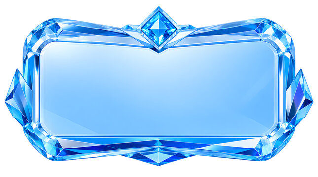 Crystal Frame Badge with Glowing Gems for Fantasy Game Ui Interface
