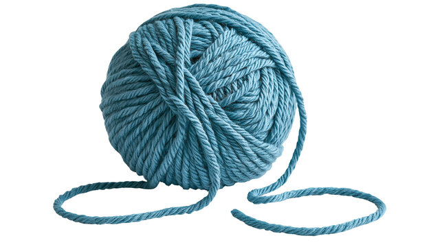 Round ball of thick teal blue wool yarn for knitting and crochet