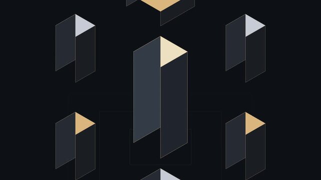 Minimalist 3D architectural cube structure with contrasting dark and light