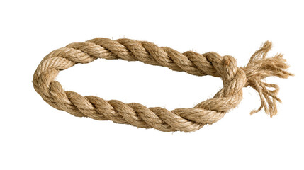 Thick twisted natural jute fiber rope loop with frayed end © Veikko