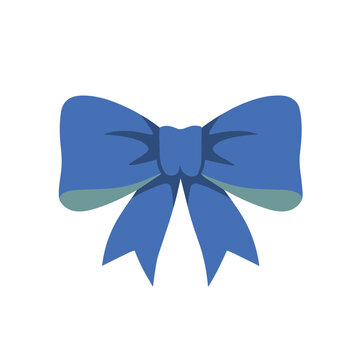 Blue bow with green accents
