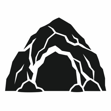 Mountain cave entrance icon symbol.