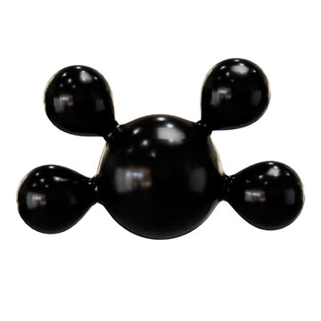 3D Glossy Black Abstract Geometric Molecule Shape