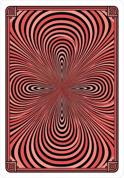 Playing card back design with pink and black wavy hypnotic pattern