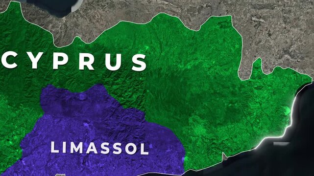 Cyprus Map Animation Highlighting Larnaca District with Location Pin