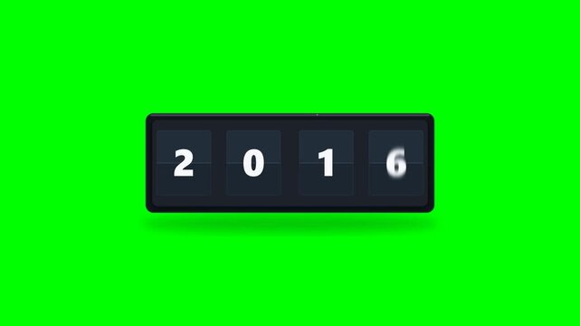 Vintage Retro Flip Clock Year 1988 Animation Green Screen Chroma Key 4K