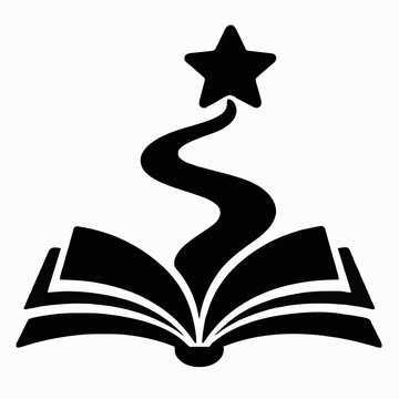 Open Book with Reading Trail to Reward Star Icon