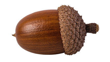 Brown acorn with textured cap, isolated on transparent background © PNGIG