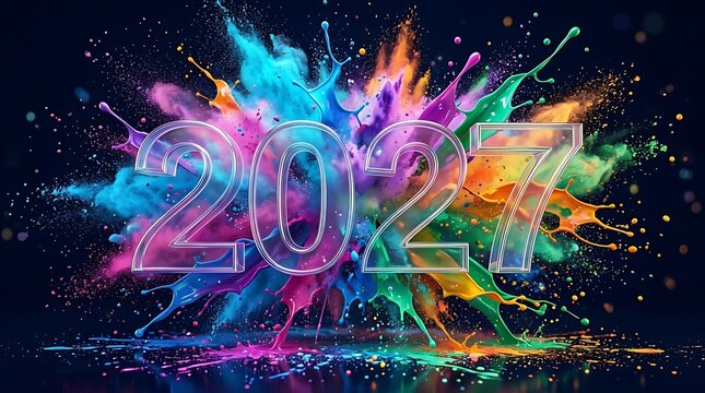 Colorful digital year number two thousand twenty seven celebration design