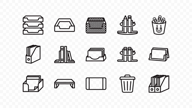 flat vector illustration line art icon bundle set design data storage archive server hard drive folder box file memory technology network ui graphic element web app