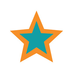 Obraz premium Teal five-pointed star with orange outline