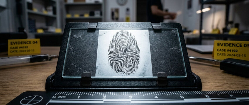 Forensic fingerprint analysis in crime scene investigation evidence examination