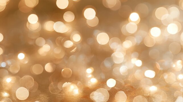Bright Christmas bokeh background with warm cream, ivory and pale gold fairy lights, softly blurred circles and subtle festive sparkle