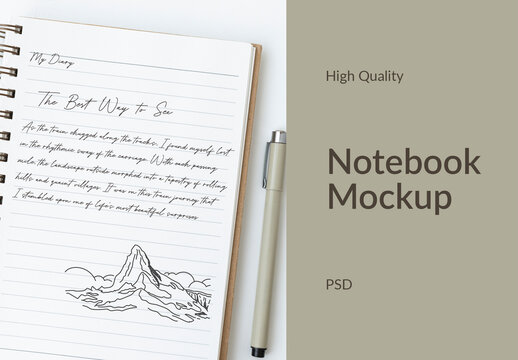 Elegant Notebook Mockup Design PSD
