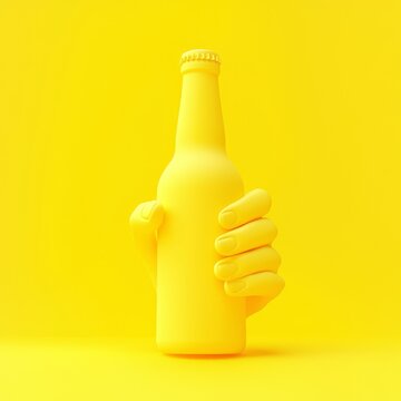 A creative 3D rendering showcasing a bottle in hand sculpture.