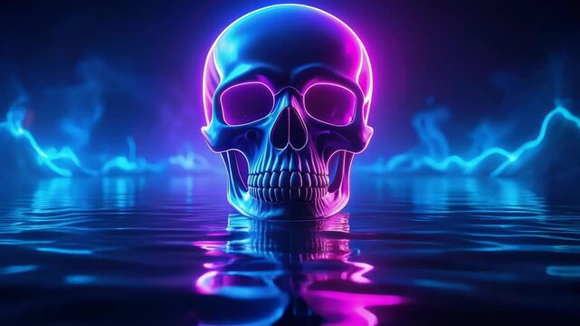 Human Skull and Crossbones in Glass, Dark Halloween Horror Symbol, Skeleton Anatomy, Death and Danger Concept, Scary Spooky Pirate Icon Isolated on Black Background