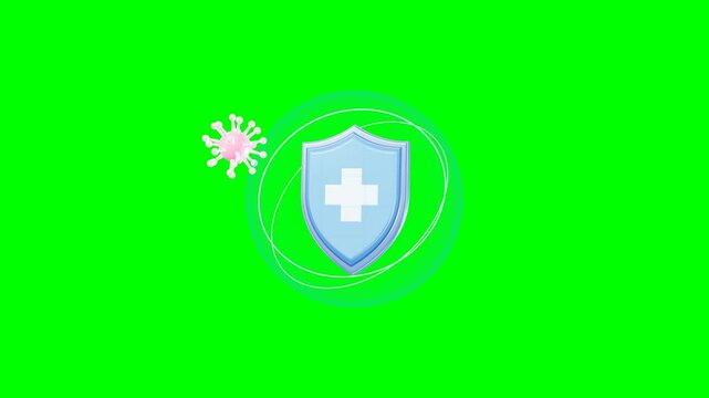 Medical Energy Shield Protecting From Virus Attack Green Screen Loop   