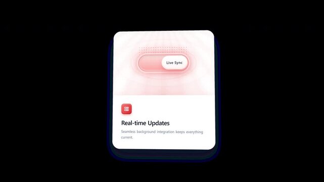 Premium 4K transparent motion graphics video overlay of a 3D skeuomorphic UI card. Features an animated red toggle switch, sonar ripples, and kinetic typography isolated on an alpha channel.