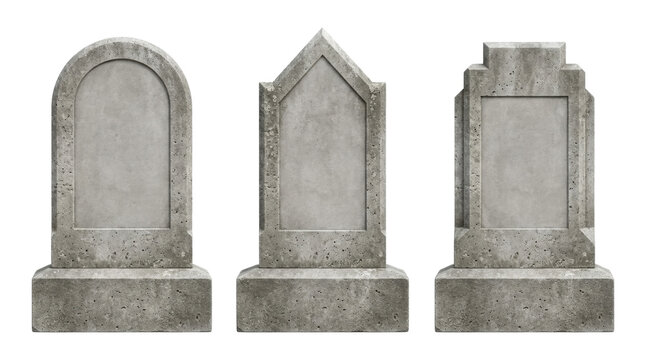 Blank stone headstone tombstone collection isolated