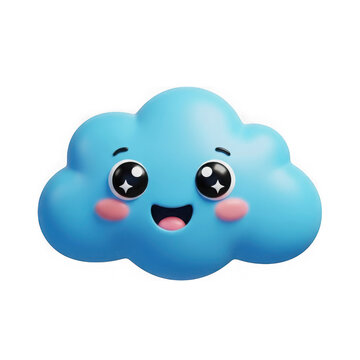 Cute cartoon cloud with happy smiley face