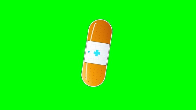 Medical pill symbol rotating against a green background for healthcare animation