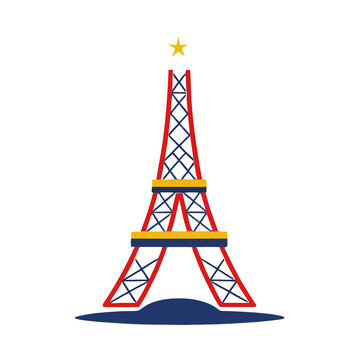 Stylized Eiffel Tower illustration with star