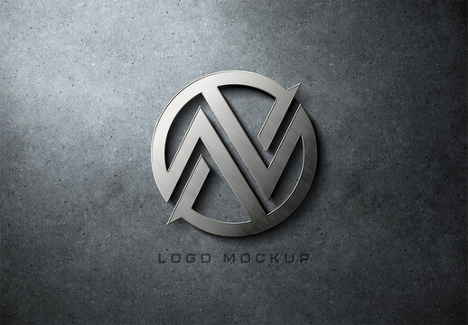 Shiny Chrome Logo Mockup with 3D Effect

