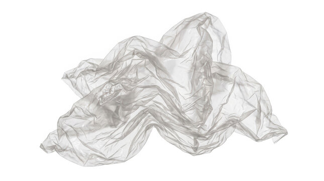 Crumpled transparent plastic bag isolated on transparent background