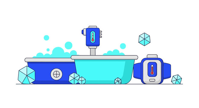 Vector Ice Bath Cold Plunge Illustration for Athletic Recovery and Biohacking Wellness