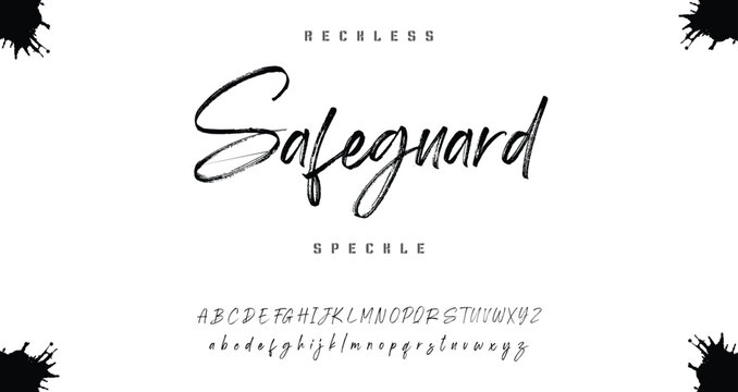 Brush font with rough texture and bold dry stroke style for sport movie poster branding logo.