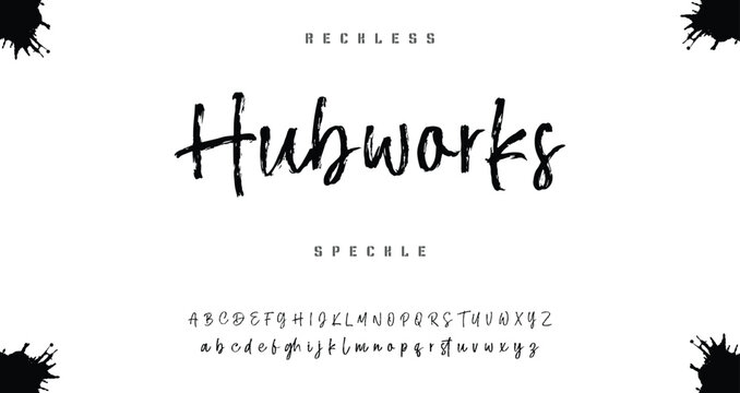 Brush font with rough texture and bold dry stroke style for sport movie poster branding logo.