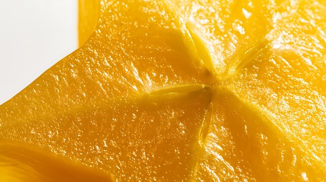 Close up macro shot of fresh juicy star fruit slice.