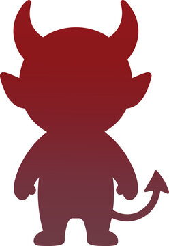 Dark Red Devil Silhouette With Horns Pointed Ears and Tail