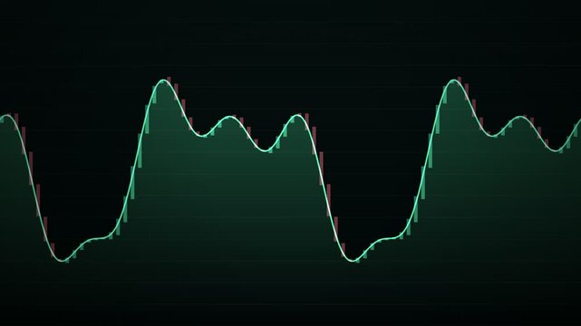 Minimalist Green Wave Line Graph on Dark Background for Data Visualization and Analytics