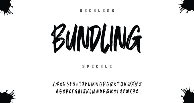 Brush font with rough texture and bold dry stroke style for sport movie poster branding logo.