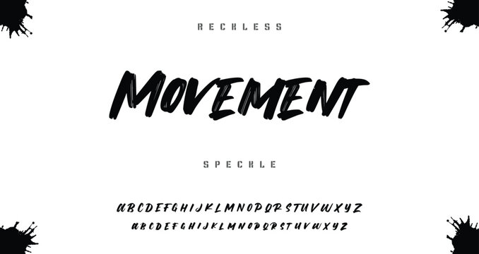 Brush font with rough texture and bold dry stroke style for sport movie poster branding logo.