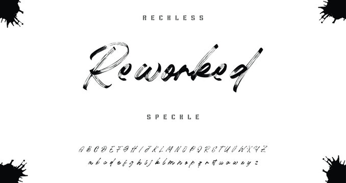Brush font with rough texture and bold dry stroke style for sport movie poster branding logo.