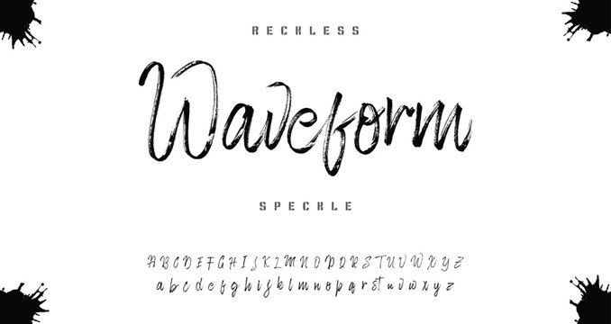 Brush font with rough texture and bold dry stroke style for sport movie poster branding logo.