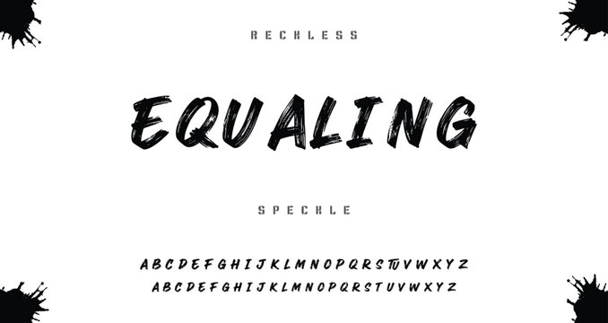 Brush font with rough texture and bold dry stroke style for sport movie poster branding logo.
