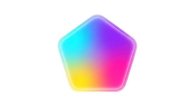 Colorful gradient pentagon shape isolated on transparent background