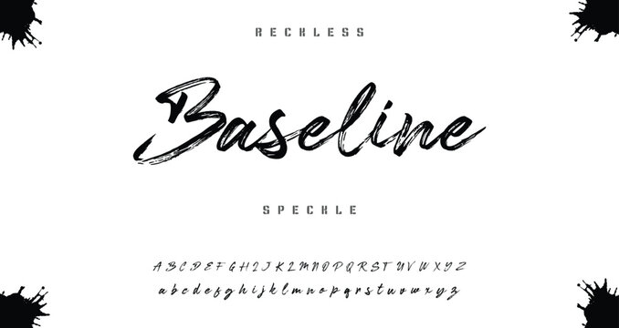 Brush font with rough texture and bold dry stroke style for sport movie poster branding logo.