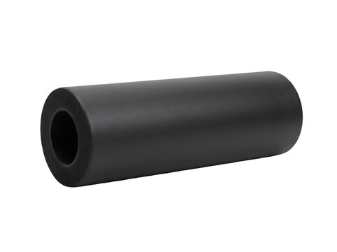 Industrial Matte Black Rubber Roller Sleeve on Black Background