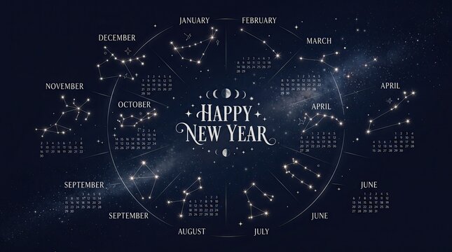 Celestial constellation calendar for new year