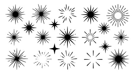 Obraz premium Star sparkle twinkle icon set vector illustration
