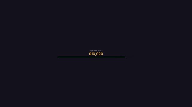 Digital Progress Bar Showing Financial Growth and Loading Money Amount.
