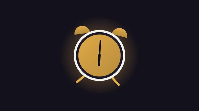 Golden Alarm Clock Icon Displaying Six OClock on a Dark Background.